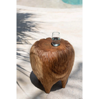 Table basse en teck forme organique grain naturel brun