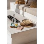 Vase texturé blanc recyclé transparent finition bleu clair H11 cm avec plante verte et eau