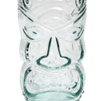 Verre tiki sculpté en verre recyclé transparent bleu