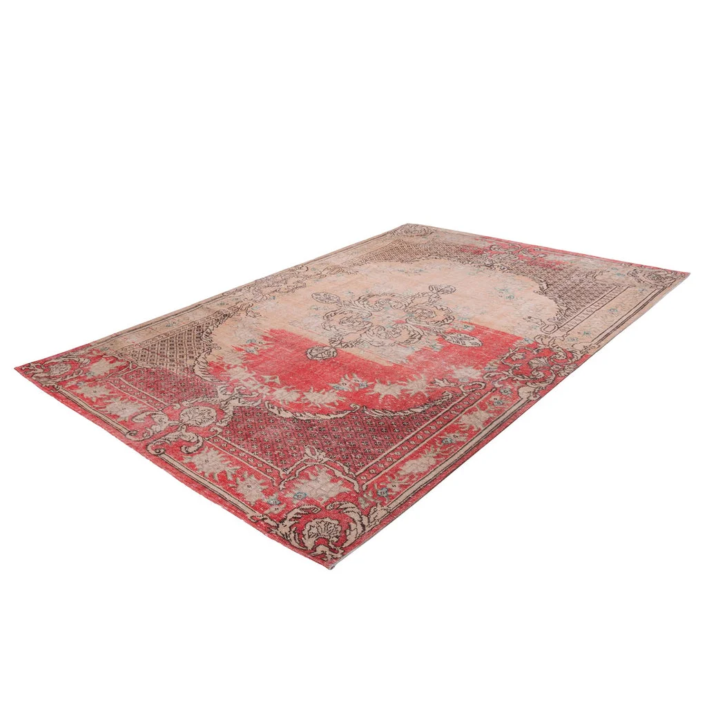 Tapis ancien en détresse rouge et beige orné pour la Vintage 8405 Rot 140cm x 200cm