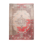 Tapis traditionnel vintage 8405 Rot avec médaille centrale et bord orné en rouge et rose
