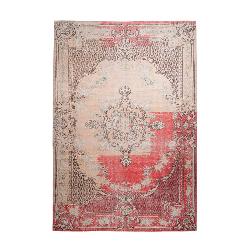 Tapis vintage rouge terracotta à médaillon central motif persan – 140x200 cm