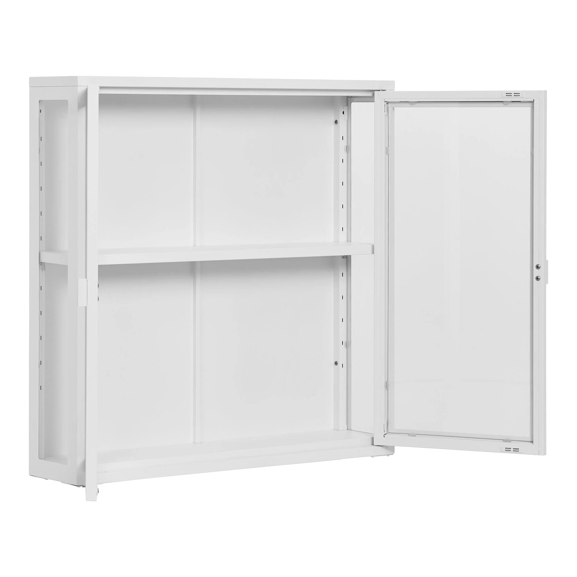 Vitrine murale blanche en métal et verre à double porte 80x18 cm