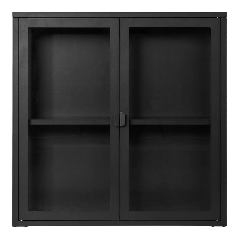 Vitrine murale en métal noir à portes vitrées – 80x18 cm
