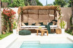 Espace extérieur lounge avec canopy en fibres de coco naturelles 300x200 cm