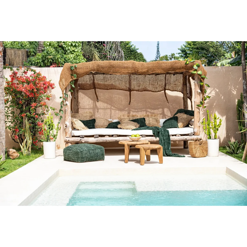 Voile d’ombrage rectangulaire en fibre de coco ajourée naturelle – 300x200 cm