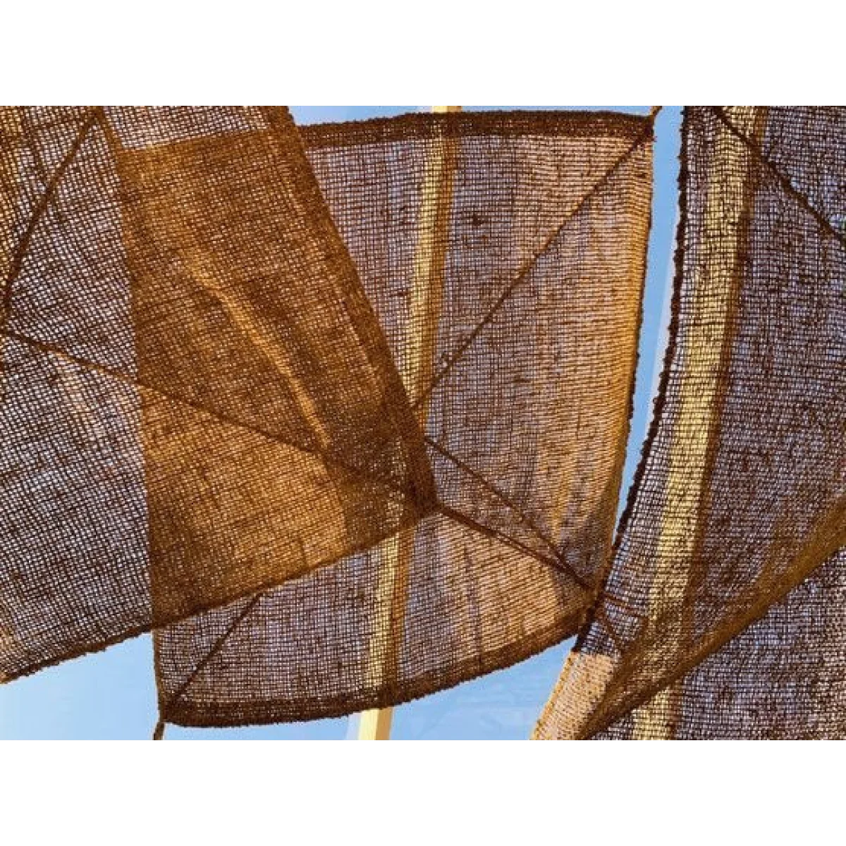 Voile d’ombrage rectangulaire en fibre de coco tressée brun naturel – 300x300 cm
